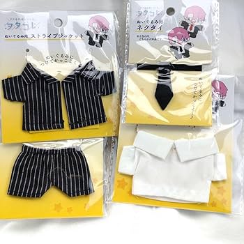 ぬいぐるみセット ストライプ衣装 Amazon.co.jp: ぬいぐるみ用 ストライプスーツ4点セット 黒